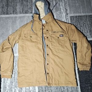 Dickies Jacket Men's Medium Tan Hooded Outdoors Duck Quilted Workwear SKU 162